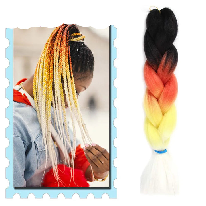 Braiding Hair Extensions for Women 4 Packs 24Inch High Temperature Ombre Jumbo Synthetic Braiding Hair for Twist Crochet Braids
