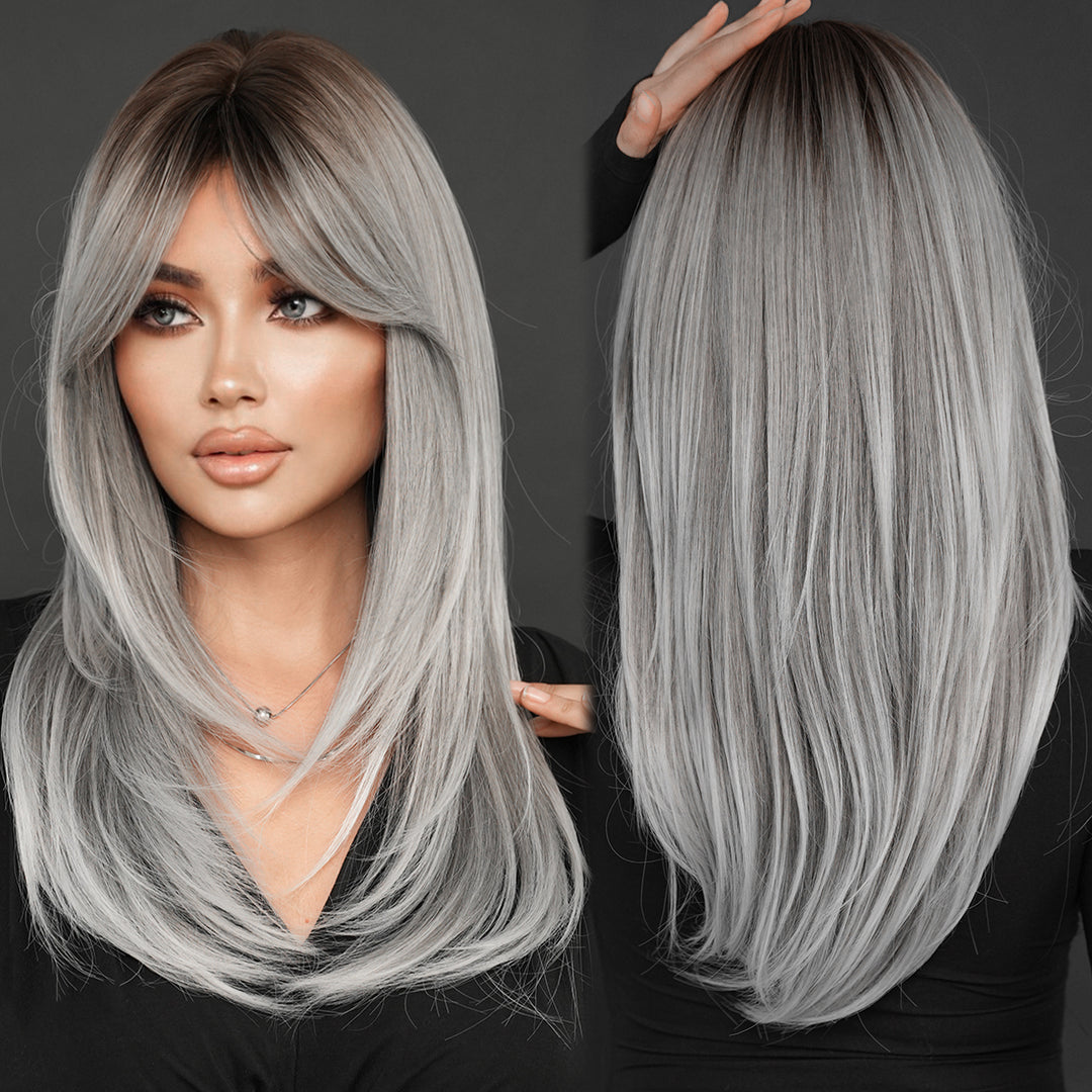 Honey Blonde Wig with Bangs - Long Brown Wigs for Women, Layered Heat Resistant Synthetic Wigs. Perfect for a natural look!
