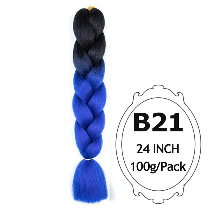 24 Inch Ombre Jumbo Braiding Hair – 5 Packs Yaki Texture Synthetic Extensions for Box Braids