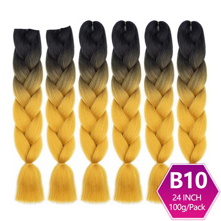 6 Packs 24 Inch Ombre Jumbo Braiding Hair – High-Temperature Synthetic Extensions for Twist & Crochet Braids