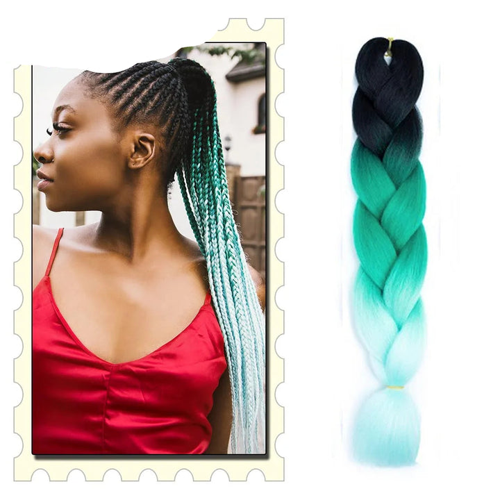 24" Pink Jumbo Braiding Hair – Yaki Texture Synthetic Bulk Extensions (Purple/Red/Green Options)