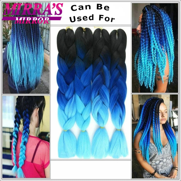 6 Packs 24 Inch Ombre Jumbo Braiding Hair – High-Temperature Synthetic Extensions for Twist & Crochet Braids