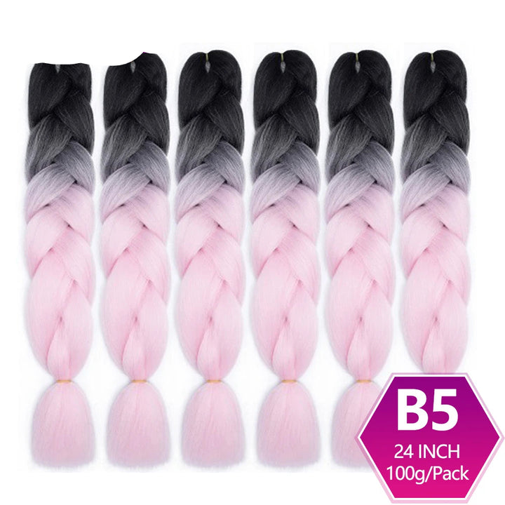 6 Packs 24 Inch Ombre Jumbo Braiding Hair – High-Temperature Synthetic Extensions for Twist & Crochet Braids