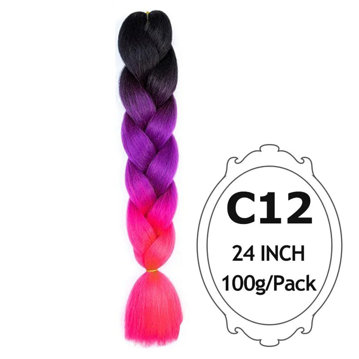 24 Inch Ombre Jumbo Braiding Hair – 5 Packs Yaki Texture Synthetic Extensions for Box Braids