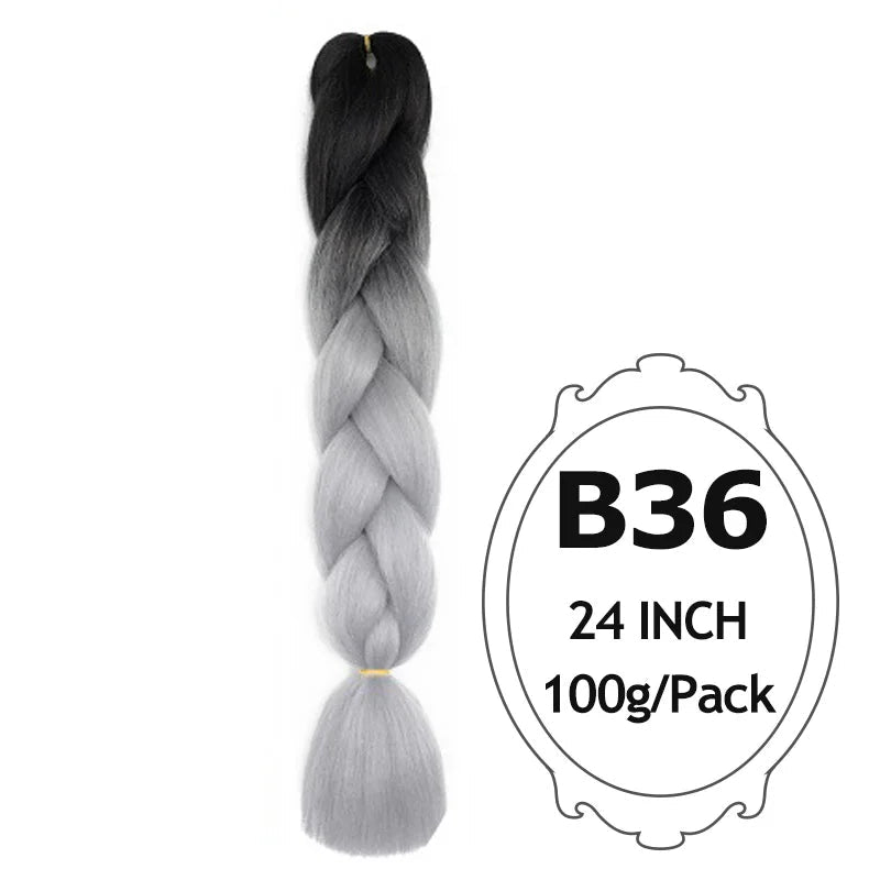 Synthetic Braiding Hair Extensions – Ombre Jumbo Braid Hair for Women, Wholesale DIY Hairstyle (Pink, Purple, Yellow)