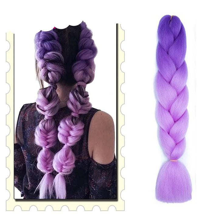 Synthetic Braiding Hair Extensions – Ombre Jumbo Braid Hair for Women, Wholesale DIY Hairstyle (Pink, Purple, Yellow)