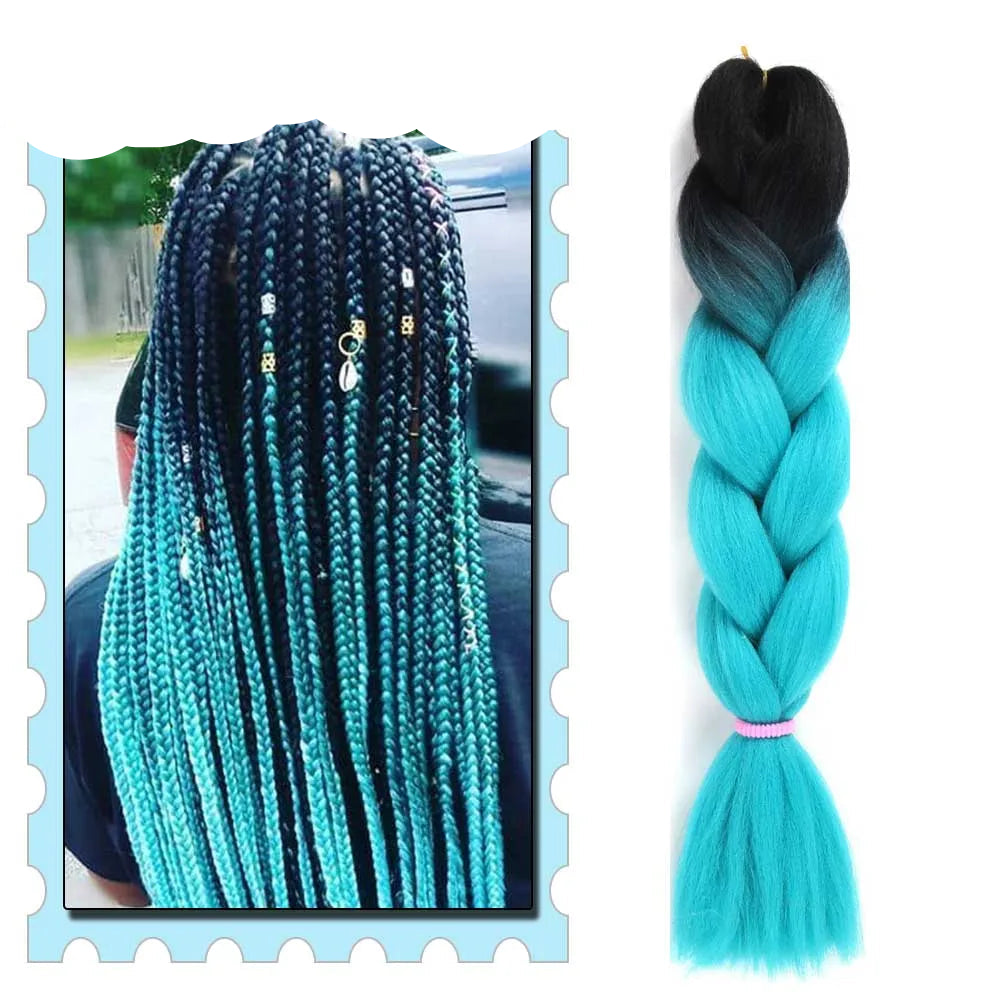 Braiding Hair Extensions for Women 4 Packs 24Inch High Temperature Ombre Jumbo Synthetic Braiding Hair for Twist Crochet Braids