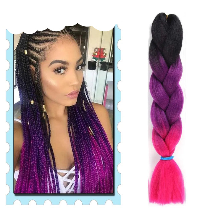 Braiding Hair Extensions for Women 4 Packs 24Inch High Temperature Ombre Jumbo Synthetic Braiding Hair for Twist Crochet Braids
