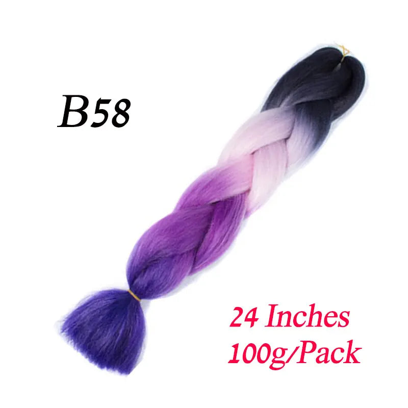 24 Inch Synthetic Ombre Braiding Hair – Jumbo Braid Extensions for DIY Hairstyles (Blue/Grey)