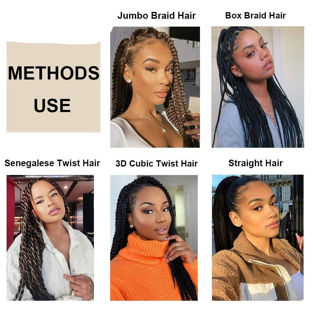 3/4/5/6 Packs Jumbo Braiding Hair 24 Inch Purple Jumbo Braids Hair Extensions for Women Synthetic Fiber Pink Blue Red Braid Hair