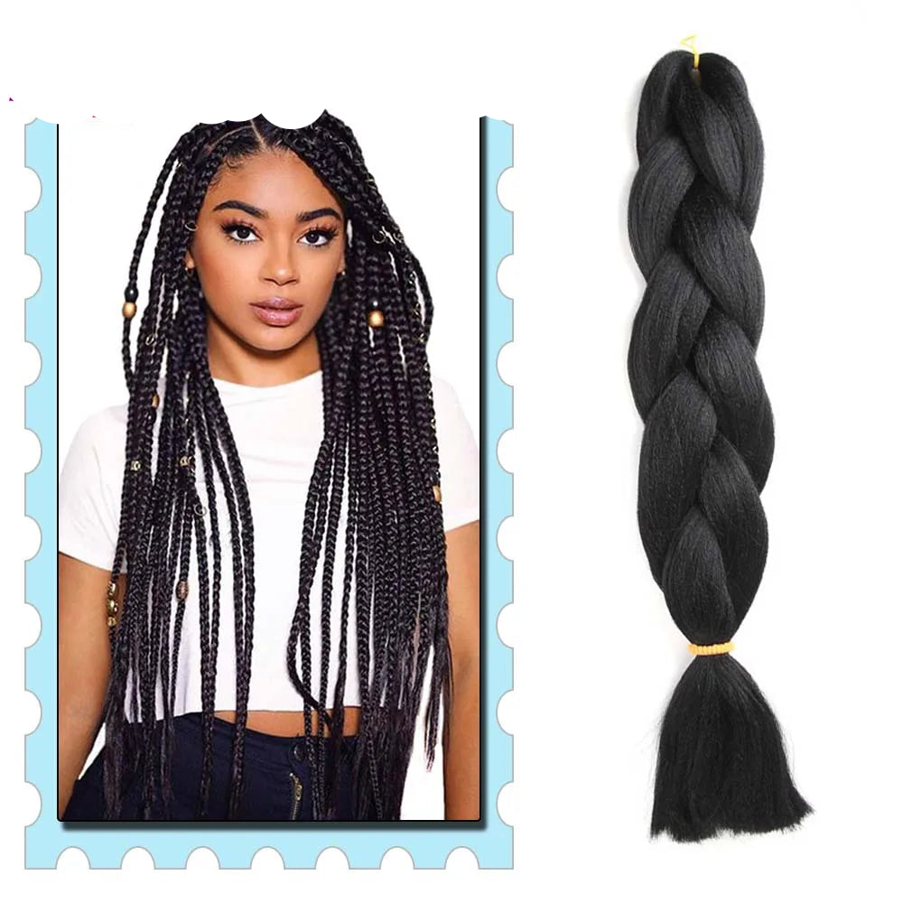 3/4/5/6 Packs Jumbo Braiding Hair 24 Inch Purple Jumbo Braids Hair Extensions for Women Synthetic Fiber Pink Blue Red Braid Hair