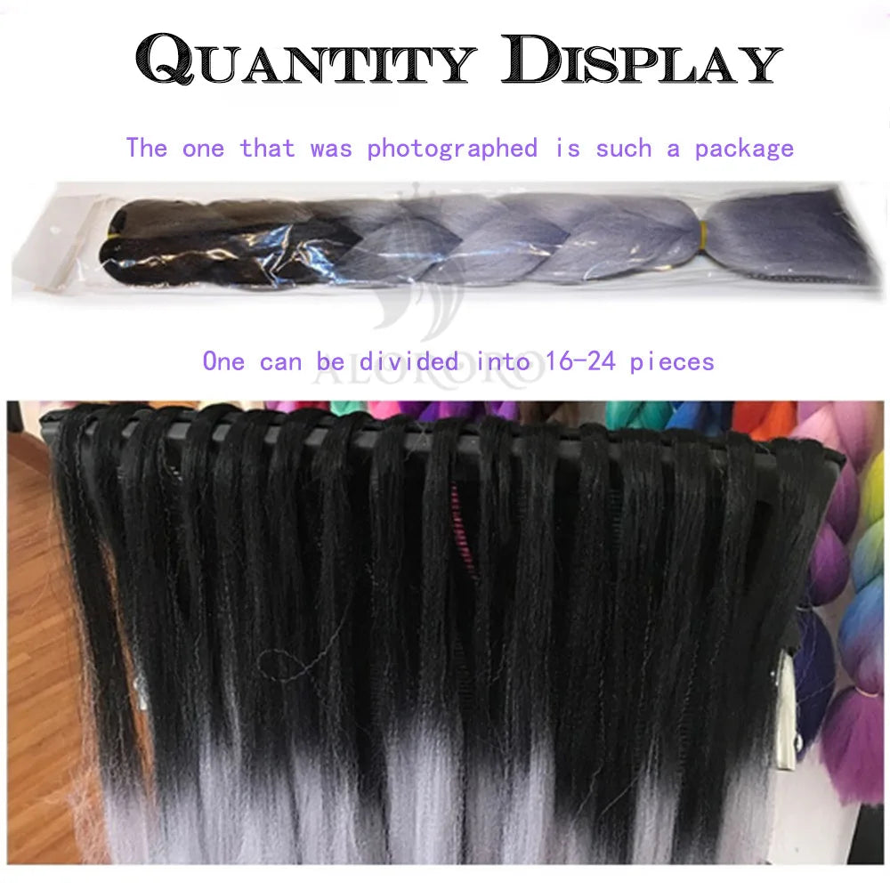 3/4/5/6 Packs Jumbo Braiding Hair 24 Inch Purple Jumbo Braids Hair Extensions for Women Synthetic Fiber Pink Blue Red Braid Hair