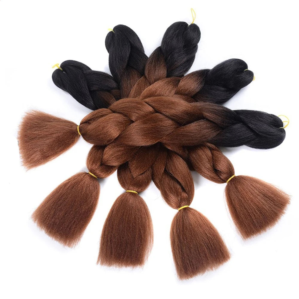 3/4/5/6 Packs Jumbo Braiding Hair 24 Inch Purple Jumbo Braids Hair Extensions for Women Synthetic Fiber Pink Blue Red Braid Hair