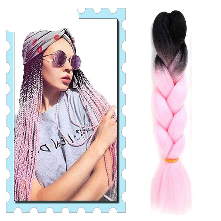 Synthetic Braiding Hair 24 Inch – Kanekalon Ombre Pre-Stretched Jumbo Braids