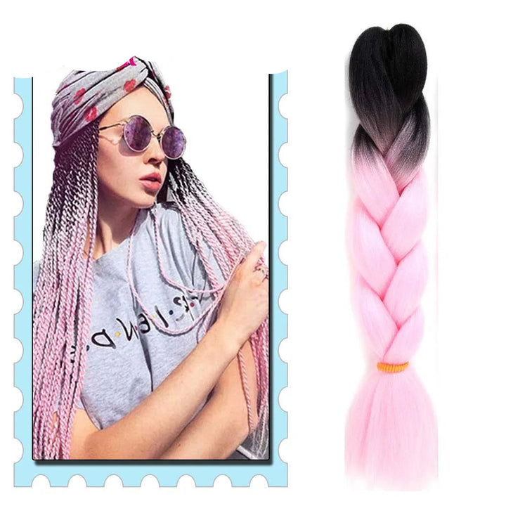 Braiding Hair Extensions for Women 4 Packs 24Inch High Temperature Ombre Jumbo Synthetic Braiding Hair for Twist Crochet Braids
