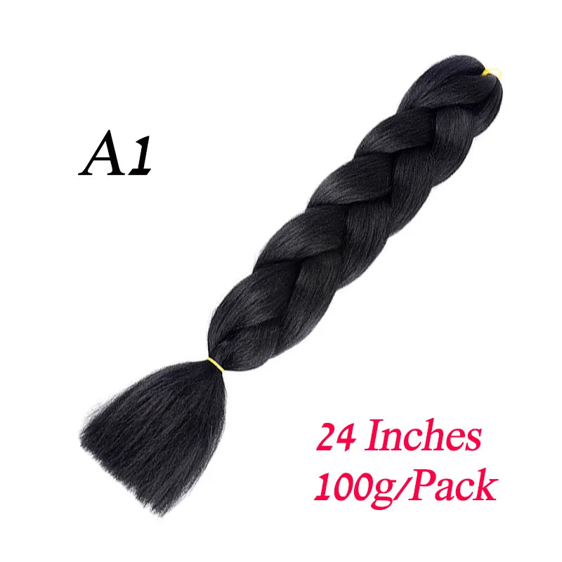 24 Inch Pre-Stretched Jumbo Braiding Hair – Synthetic Kanekalon Extensions for African Braids (100g) 444