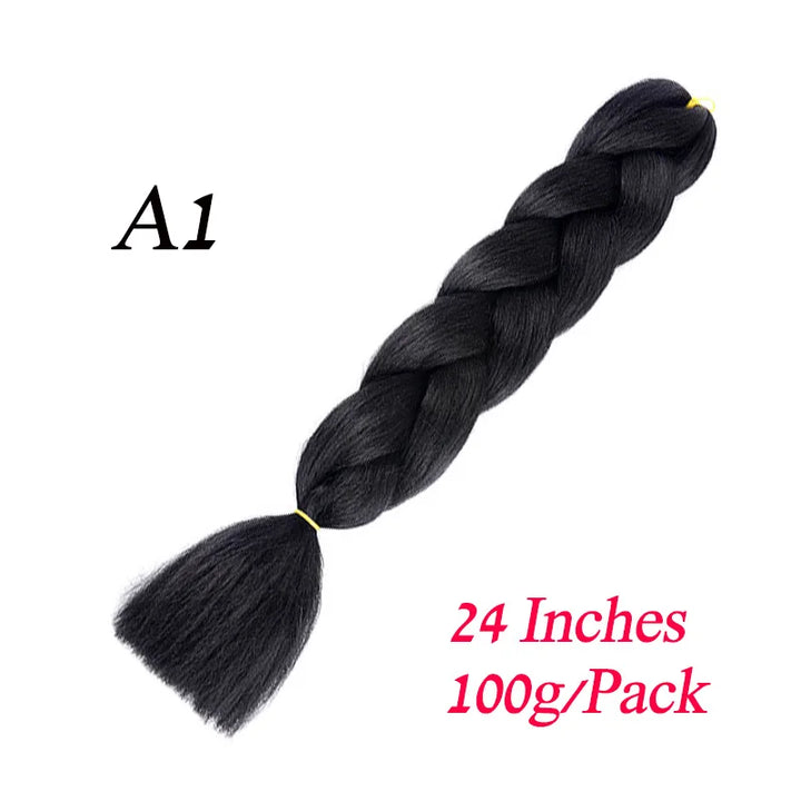 24 Inch Pre-Stretched Jumbo Braiding Hair – Synthetic Kanekalon Extensions for African Braids (100g) 444