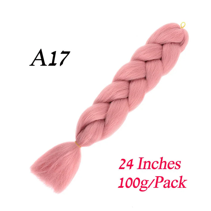 24 Inch Synthetic Ombre Jumbo Braiding Hair – DIY Braid Extensions for Women (Purple/Pink/Yellow/Red)