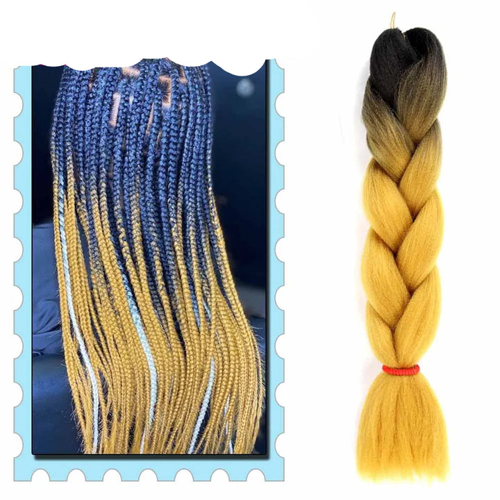 Braiding Hair Extensions for Women 4 Packs 24Inch High Temperature Ombre Jumbo Synthetic Braiding Hair for Twist Crochet Braids