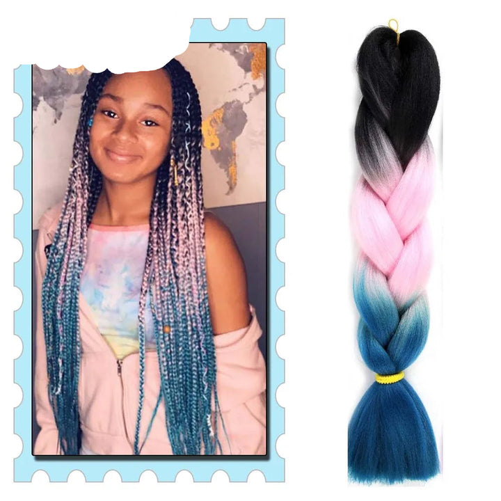 Synthetic Braiding Hair 24 Inch – Kanekalon Ombre Pre-Stretched Jumbo Braids