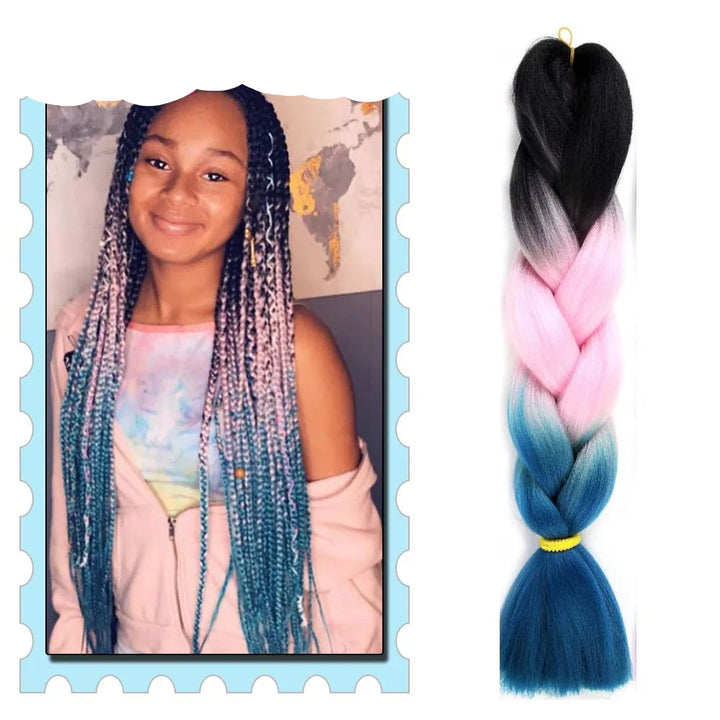 Braiding Hair Extensions for Women 4 Packs 24Inch High Temperature Ombre Jumbo Synthetic Braiding Hair for Twist Crochet Braids