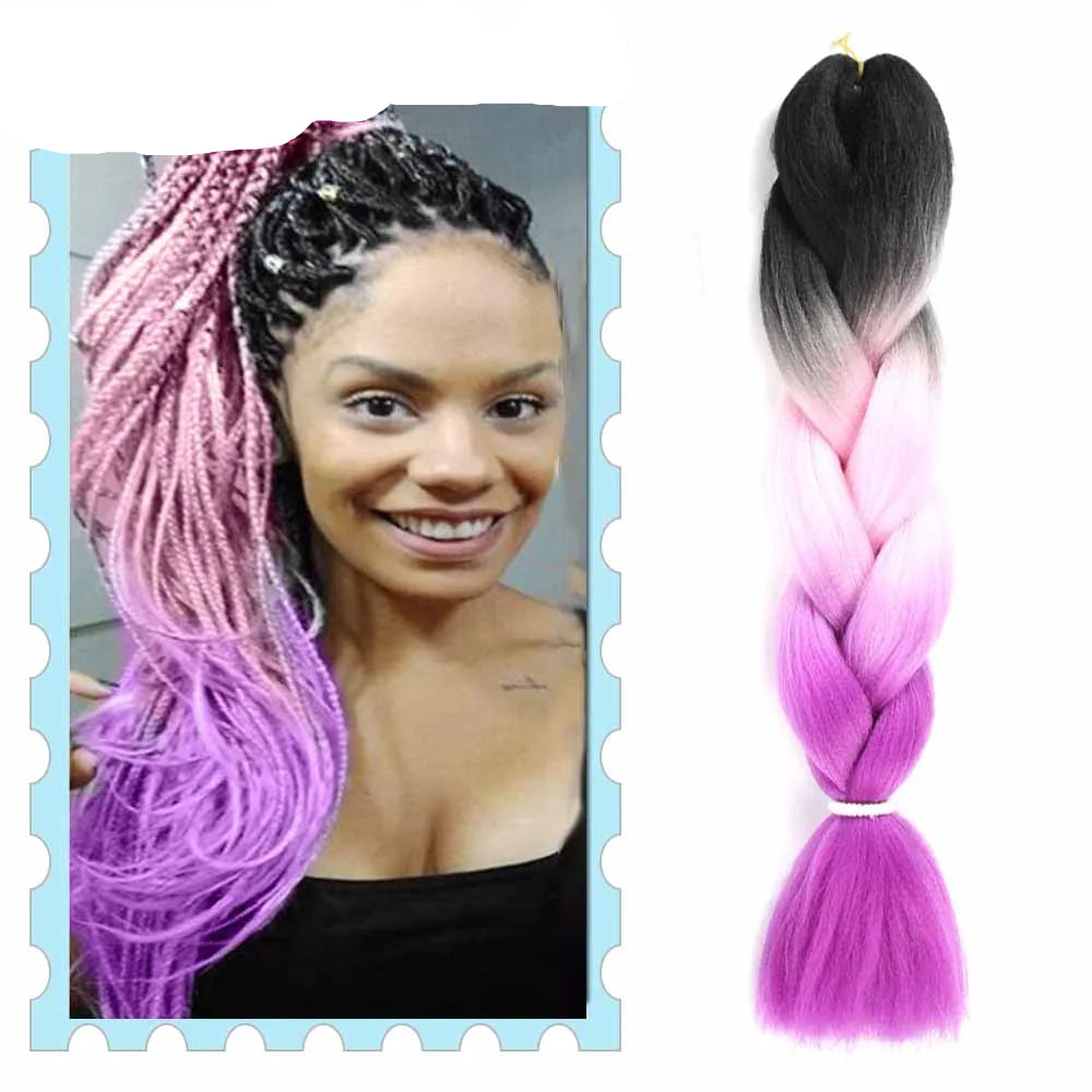 Synthetic Braiding Hair 24 Inch – Kanekalon Ombre Pre-Stretched Jumbo Braids