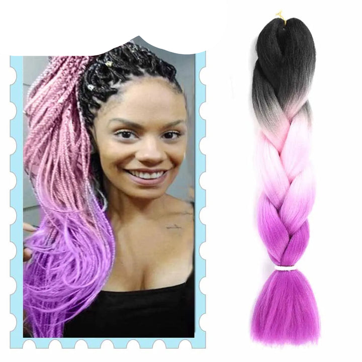 Braiding Hair Extensions for Women 4 Packs 24Inch High Temperature Ombre Jumbo Synthetic Braiding Hair for Twist Crochet Braids