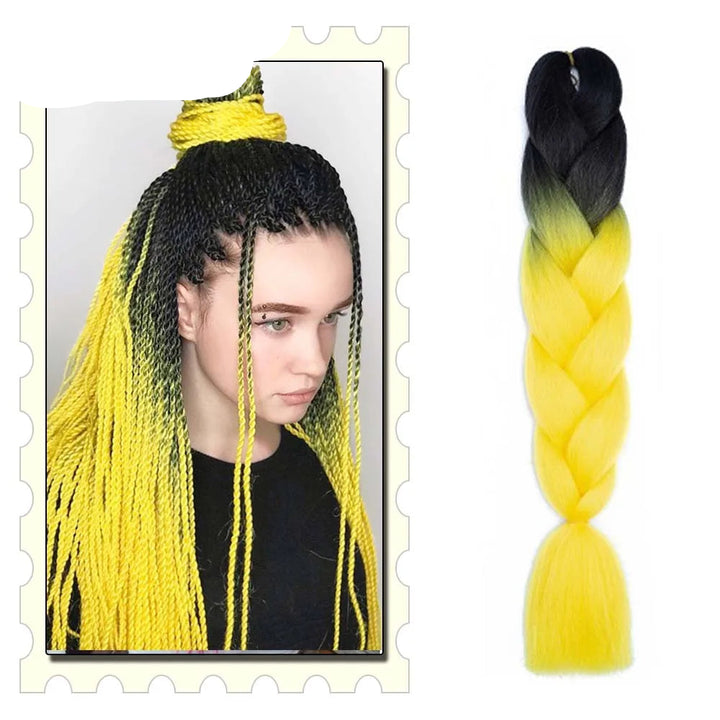 24" Pink Jumbo Braiding Hair – Yaki Texture Synthetic Bulk Extensions (Purple/Red/Green Options)