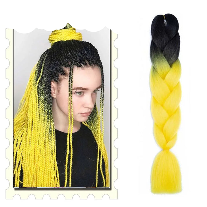 Synthetic Braiding Hair Extensions – Ombre Jumbo Braid Hair for Women, Wholesale DIY Hairstyle (Pink, Purple, Yellow)