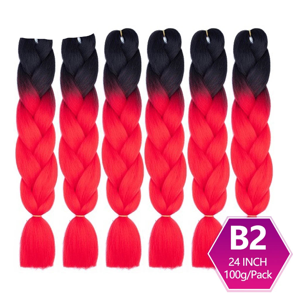 6 Packs 24 Inch Ombre Jumbo Braiding Hair – High-Temperature Synthetic Extensions for Twist & Crochet Braids