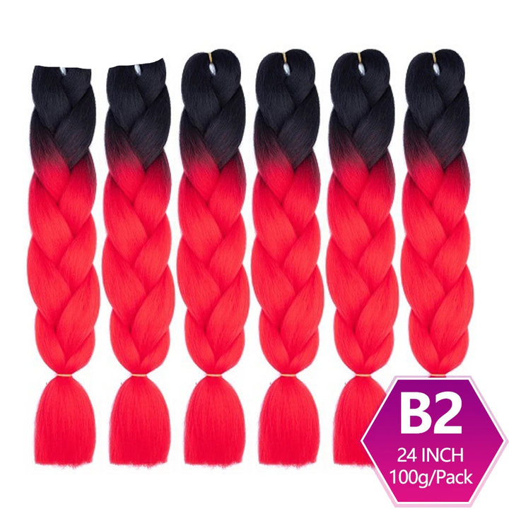 6 Packs 24 Inch Ombre Jumbo Braiding Hair – High-Temperature Synthetic Extensions for Twist & Crochet Braids