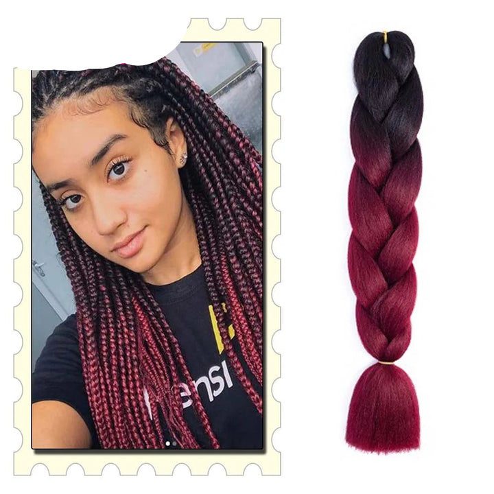 24" Pink Jumbo Braiding Hair – Yaki Texture Synthetic Bulk Extensions (Purple/Red/Green Options)