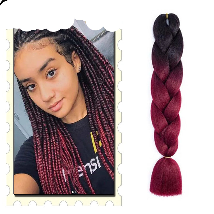 Synthetic Braiding Hair Extensions – Ombre Jumbo Braid Hair for Women, Wholesale DIY Hairstyle (Pink, Purple, Yellow)