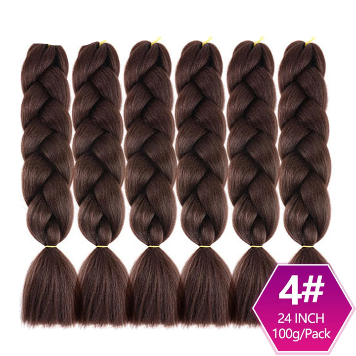 6 Packs 24 Inch Ombre Jumbo Braiding Hair – High-Temperature Synthetic Extensions for Twist & Crochet Braids