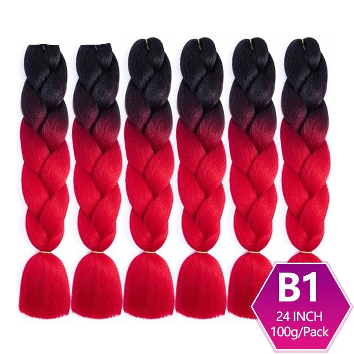6 Packs 24 Inch Ombre Jumbo Braiding Hair – High-Temperature Synthetic Extensions for Twist & Crochet Braids