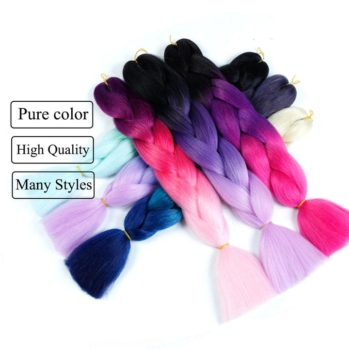 24" Pink Jumbo Braiding Hair – Yaki Texture Synthetic Bulk Extensions (Purple/Red/Green Options)