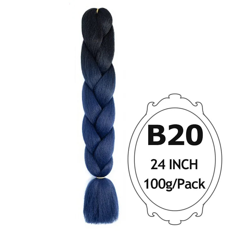 24 Inch Ombre Jumbo Braiding Hair – 5 Packs Yaki Texture Synthetic Extensions for Box Braids
