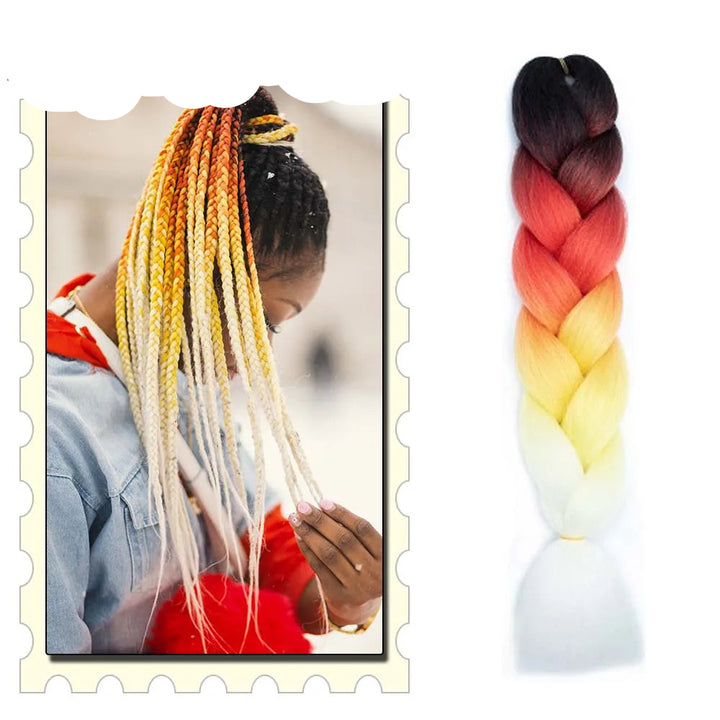 Synthetic Braiding Hair Extensions – Ombre Jumbo Braid Hair for Women, Wholesale DIY Hairstyle (Pink, Purple, Yellow)