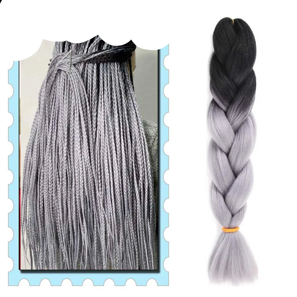 Braiding Hair Extensions for Women 4 Packs 24Inch High Temperature Ombre Jumbo Synthetic Braiding Hair for Twist Crochet Braids