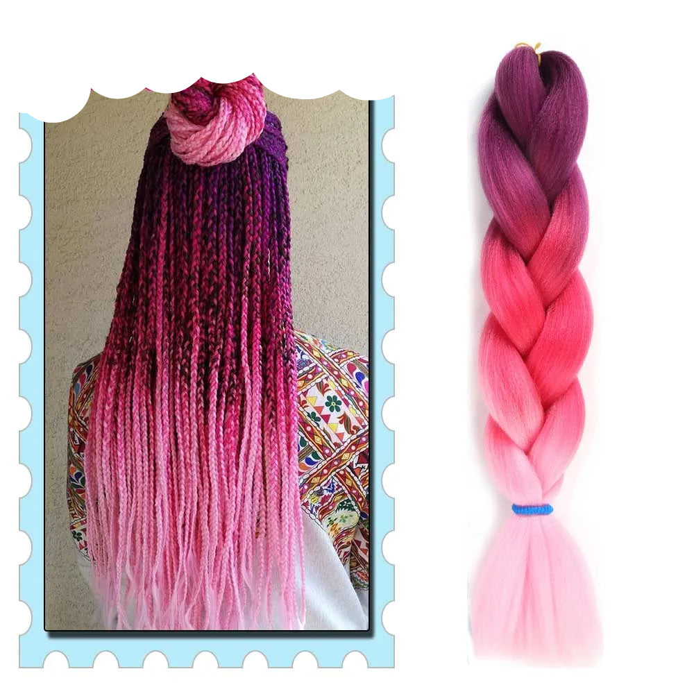 Braiding Hair Extensions for Women 4 Packs 24Inch High Temperature Ombre Jumbo Synthetic Braiding Hair for Twist Crochet Braids