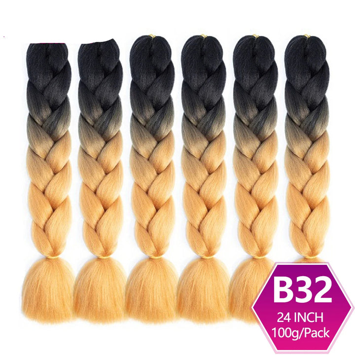 6 Packs 24 Inch Ombre Jumbo Braiding Hair – High-Temperature Synthetic Extensions for Twist & Crochet Braids