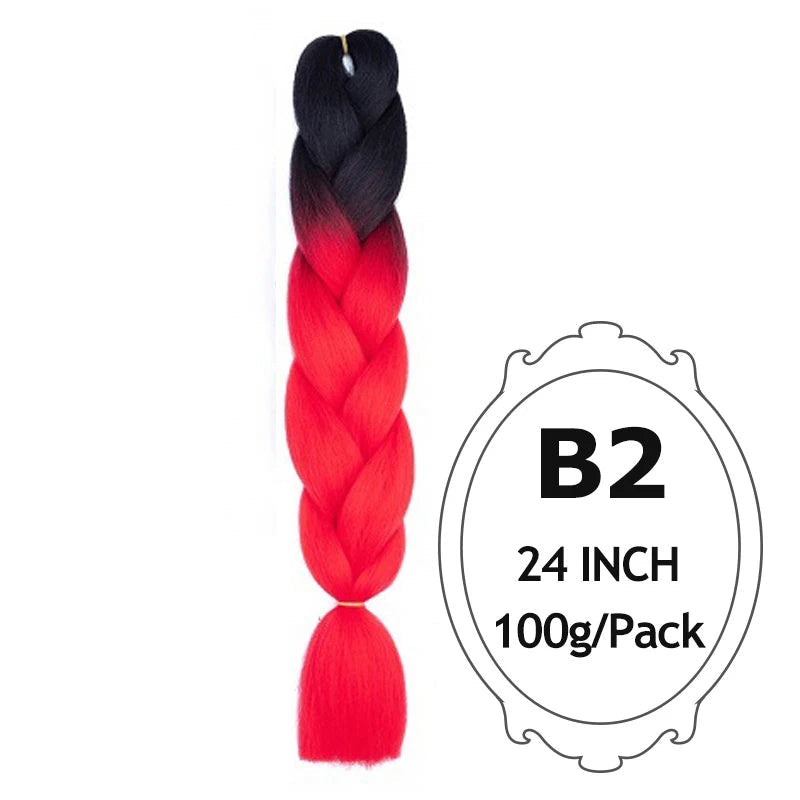 Braided hair extension with black and red color gradient, branded 'Mirra's Mirror', on a white background.