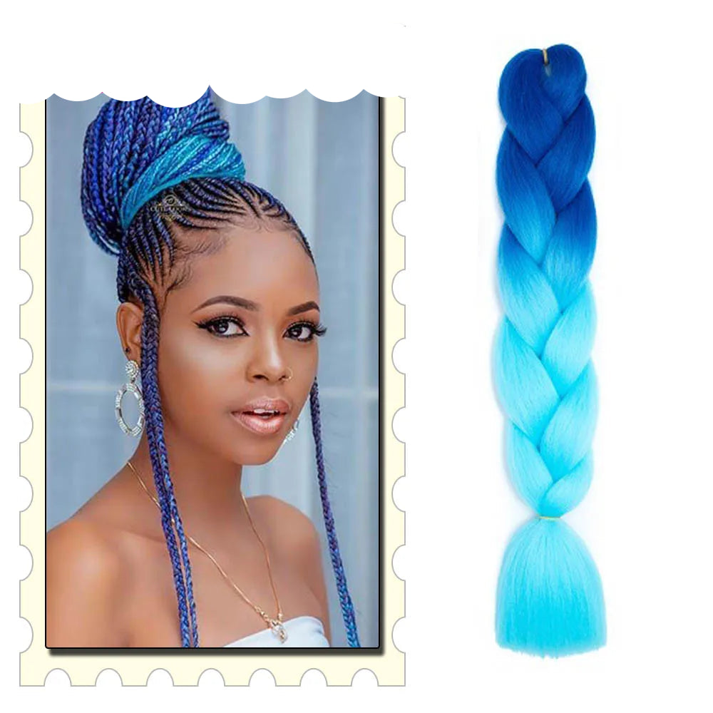 Synthetic Braiding Hair Extensions – Ombre Jumbo Braid Hair for Women, Wholesale DIY Hairstyle (Pink, Purple, Yellow)