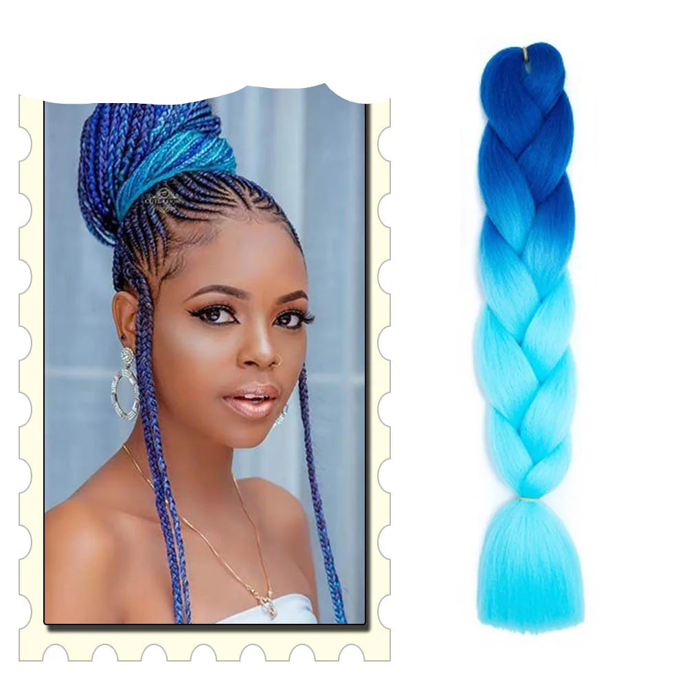 24" Pink Jumbo Braiding Hair – Yaki Texture Synthetic Bulk Extensions (Purple/Red/Green Options)
