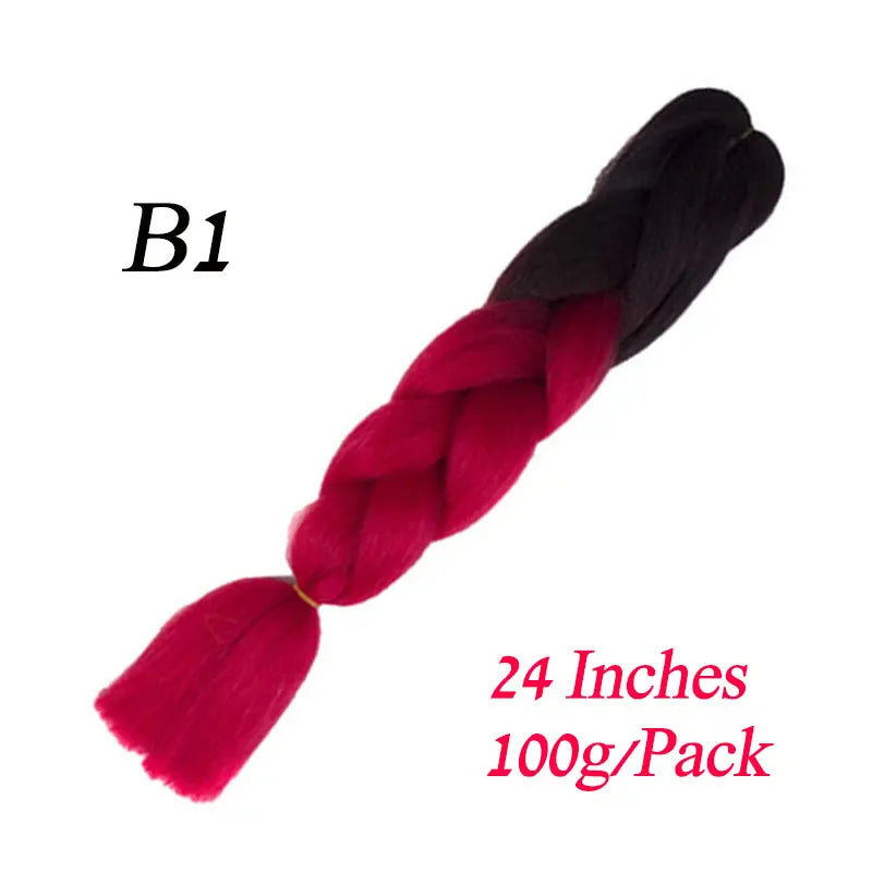 24 Inch Synthetic Jumbo Braiding Hair – Heat-Resistant Ombre Bulk Extensions for Braids
