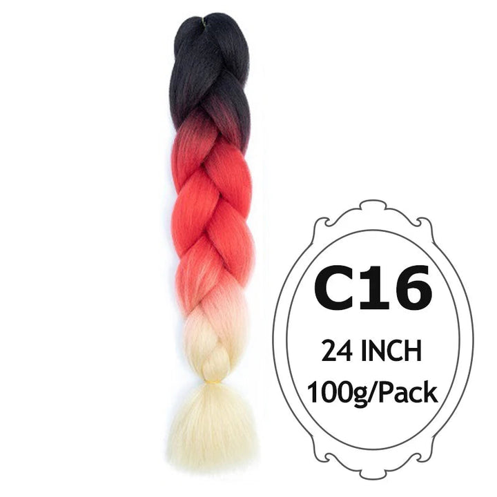 24 Inch Ombre Jumbo Braiding Hair – 5 Packs Yaki Texture Synthetic Extensions for Box Braids