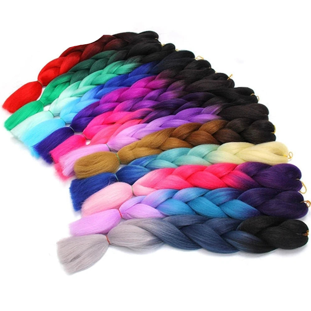 Braiding Hair Extensions for Women 4 Packs 24Inch High Temperature Ombre Jumbo Synthetic Braiding Hair for Twist Crochet Braids