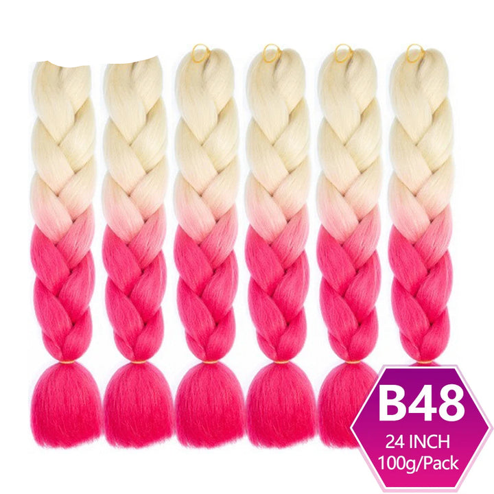 6 Packs 24 Inch Ombre Jumbo Braiding Hair – High-Temperature Synthetic Extensions for Twist & Crochet Braids