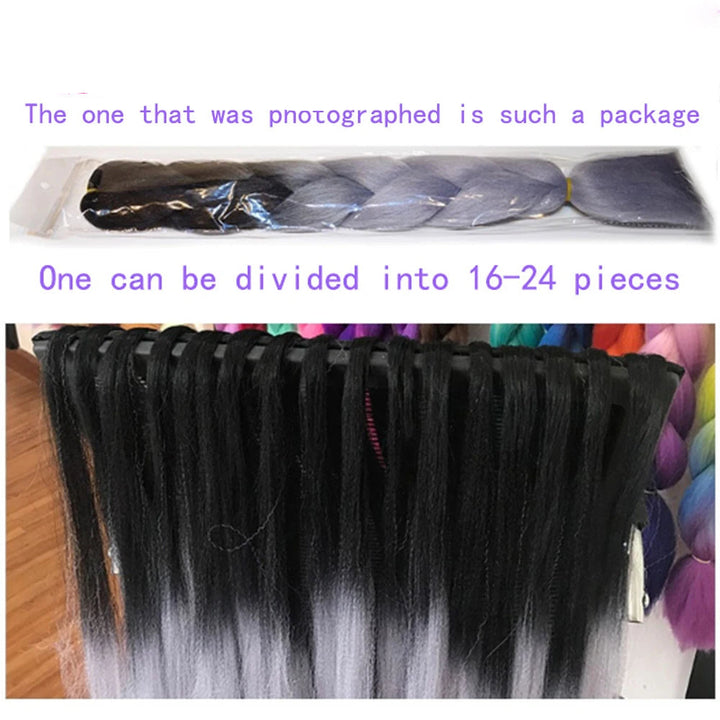 Synthetic Braiding Hair Extensions – Ombre Jumbo Braid Hair for Women, Wholesale DIY Hairstyle (Pink, Purple, Yellow)