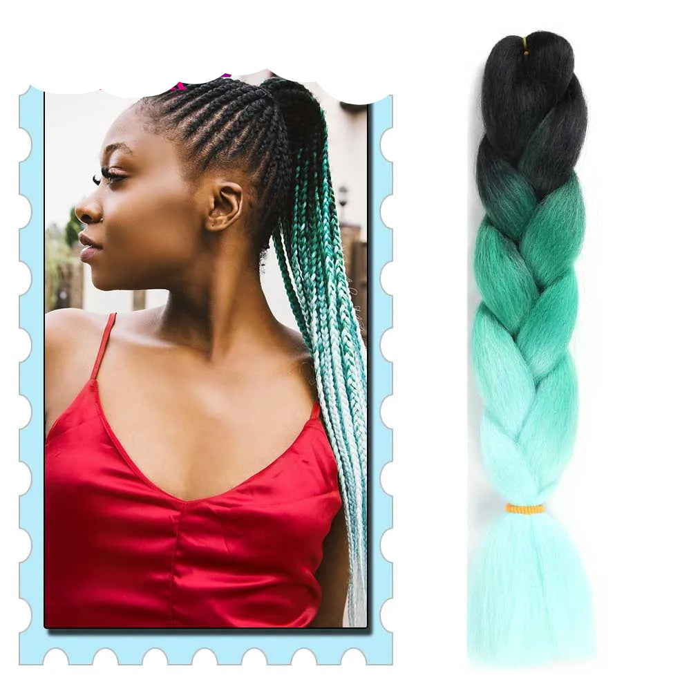 Braiding Hair Extensions for Women 4 Packs 24Inch High Temperature Ombre Jumbo Synthetic Braiding Hair for Twist Crochet Braids